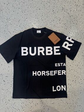 Burberry Black Tee with White Logo Graphic